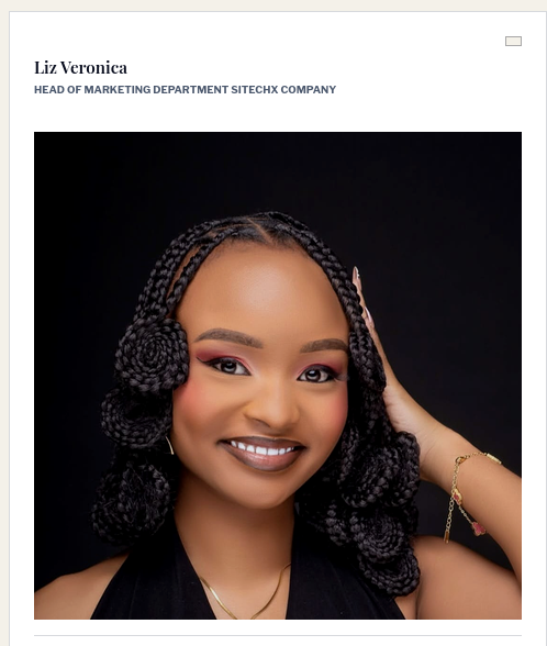 Liz Veronica — Head of Marketing Department at SitechX Company
